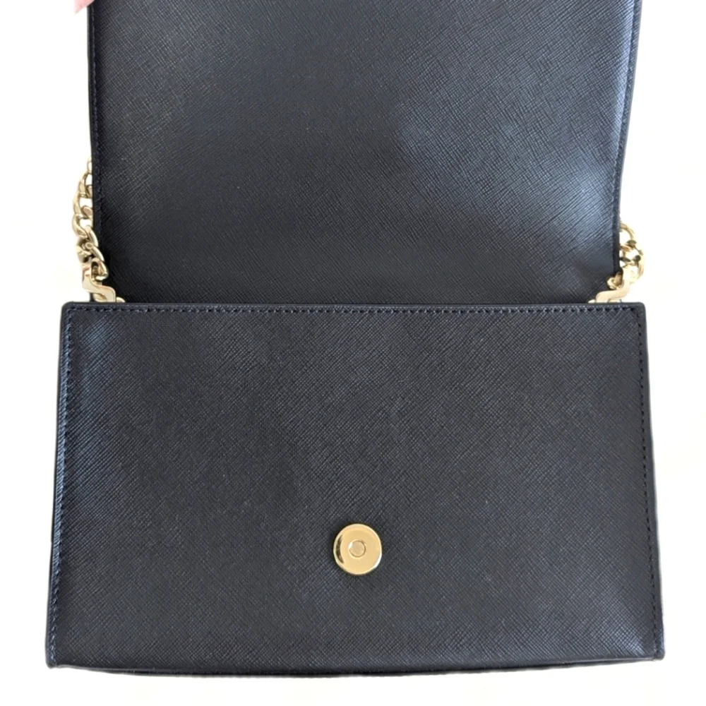 Kate Spade Carson Handbag Short Chain Strap Black Saffiano Leather Gold Tone